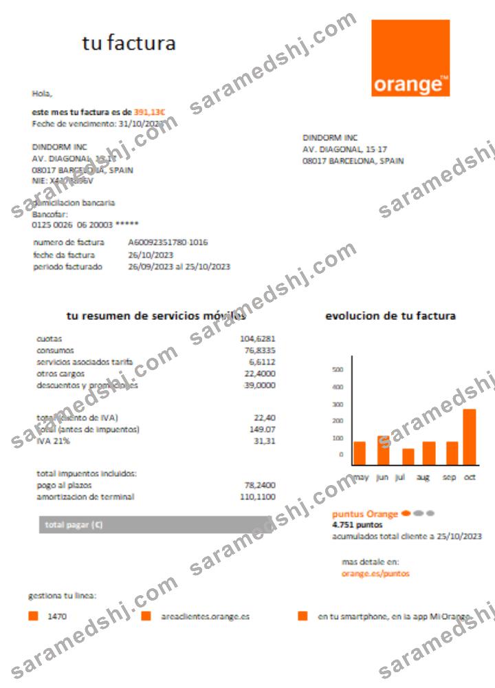Orange Spain utility business bill, SCR